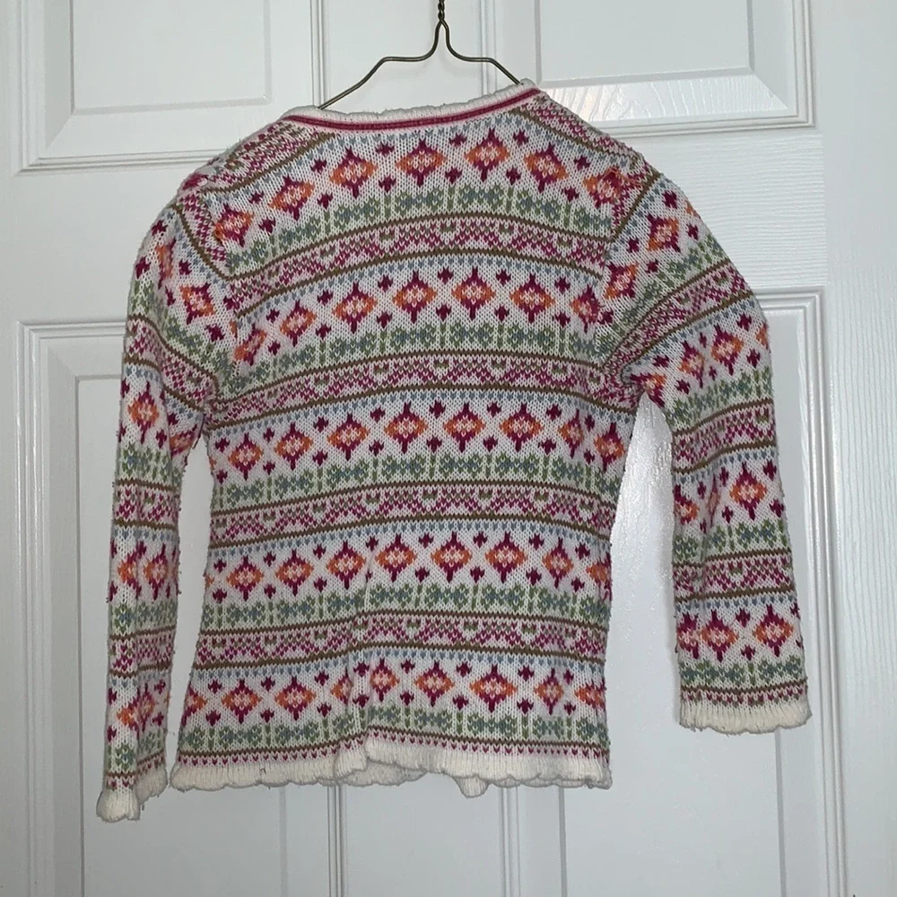 The children’s place Girls v neck pink pattern knit sweater